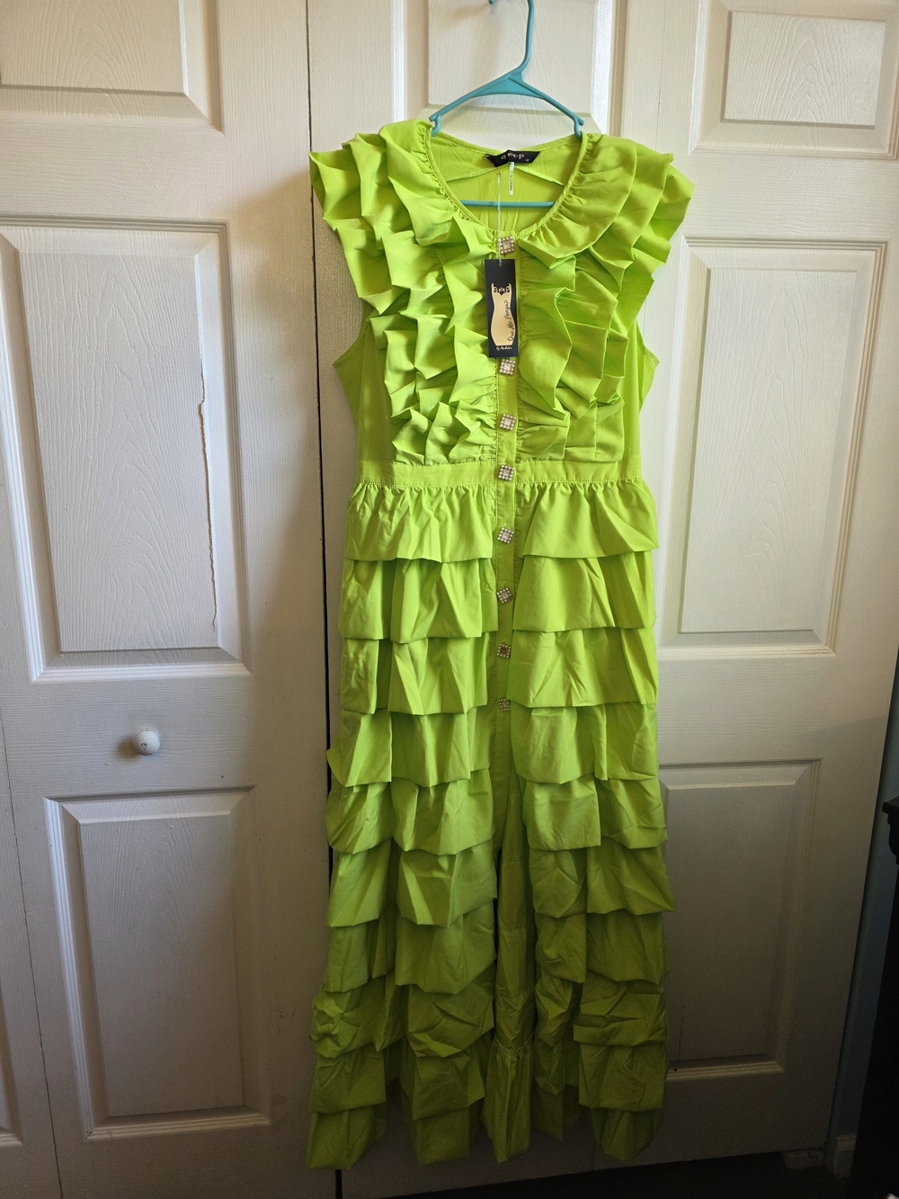 Neon Lime Ruffle Dress